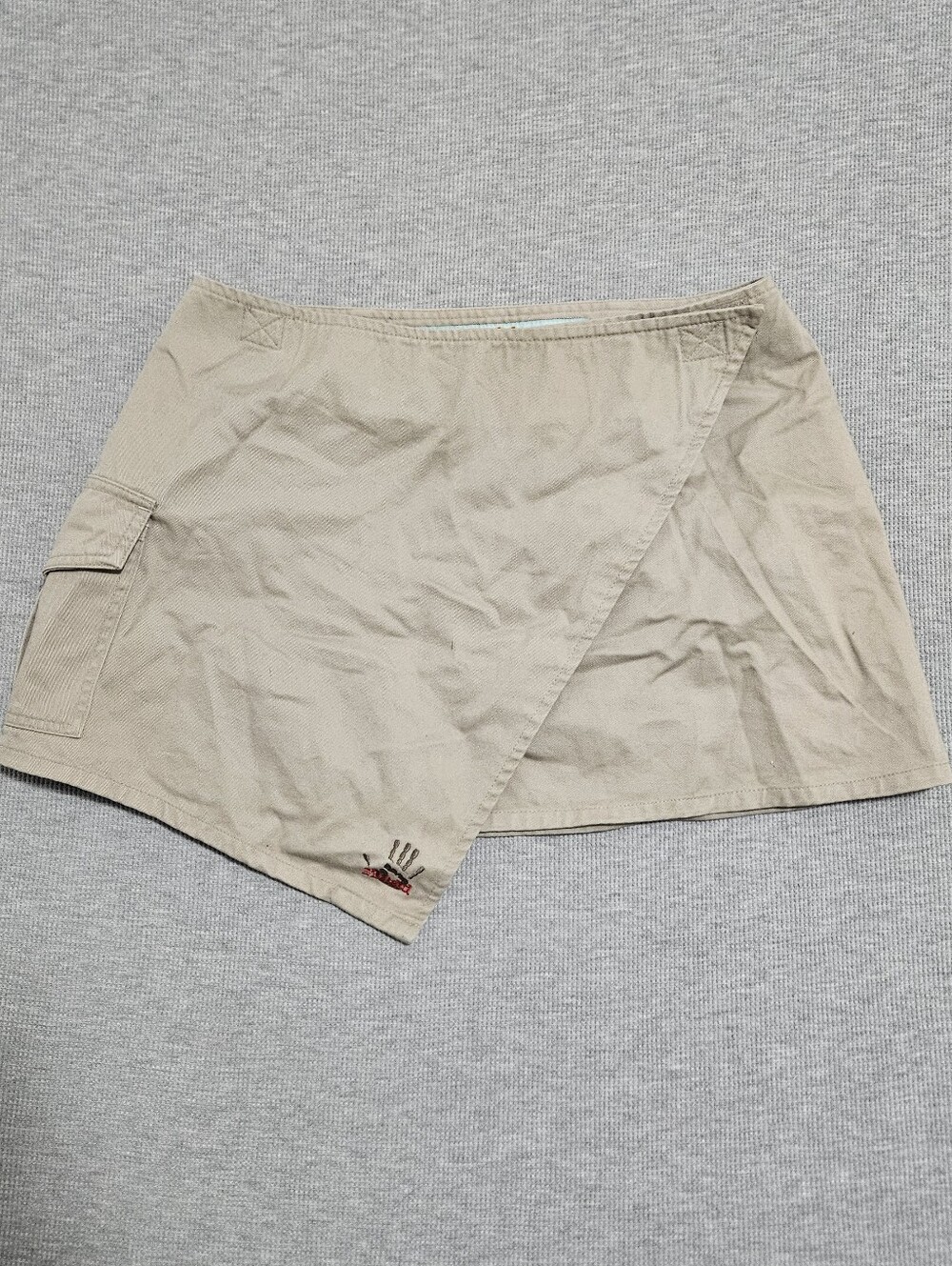 Vintage Y2k Mudd Beige Asymmetrical Wrap Mini Skirt Size 7